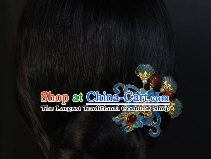 China Traditional Qing Dynasty Agate Butterfly Hair Stick Ancient Empress Pearls HairpinChina Traditional Qing Dynasty Agate Butterfly Hair Stick Ancient Empress Pearls Hairpin