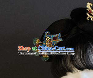 China Traditional Qing Dynasty Agate Butterfly Hair Stick Ancient Empress Pearls Hairpin