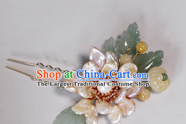 China Ancient Princess Pearls Hairpin Traditional Ming Dynasty Ceregat Hair Stick
