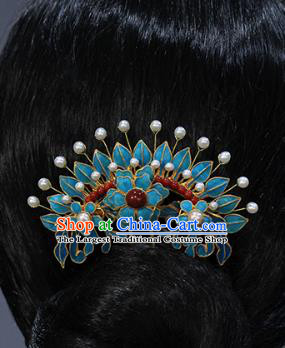 China Traditional Qing Dynasty Palace Pearls Hair Stick Ancient Queen Agate Hairpin