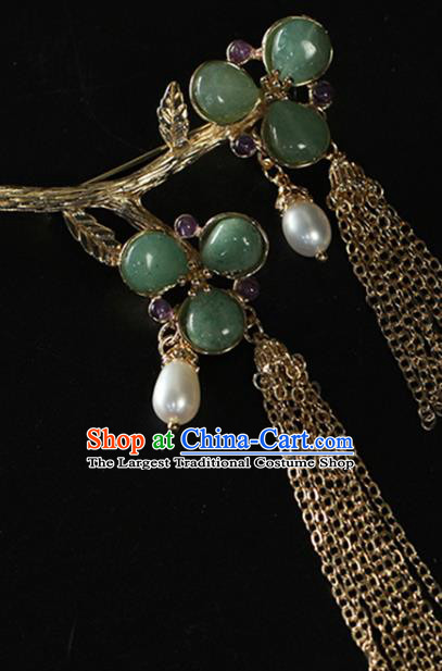 Chinese Traditional Jade Plum Brooch Classical Cheongsam Jewelry Accessories