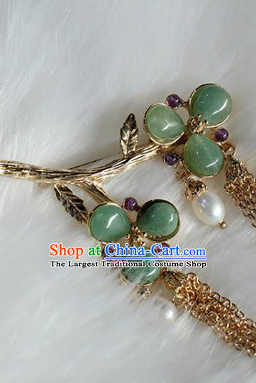 Chinese Traditional Jade Plum Brooch Classical Cheongsam Jewelry Accessories