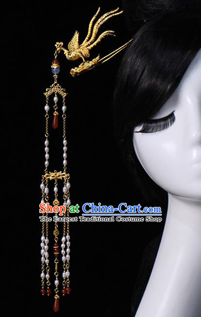 China Traditional Wedding Golden Lotus Hair Crown and Phoenix Hairpins Ancient Queen Hair Accessories