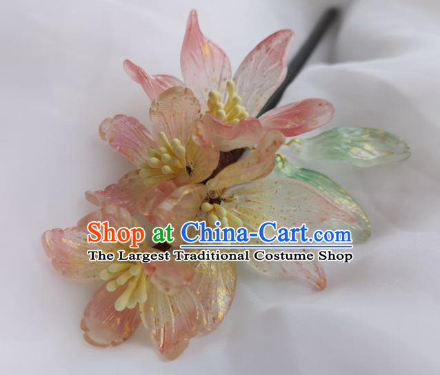 China Ming Dynasty Wood Hairpin Traditional Hanfu Hair Accessories Ancient Princess Epiphyllum Hair Stick