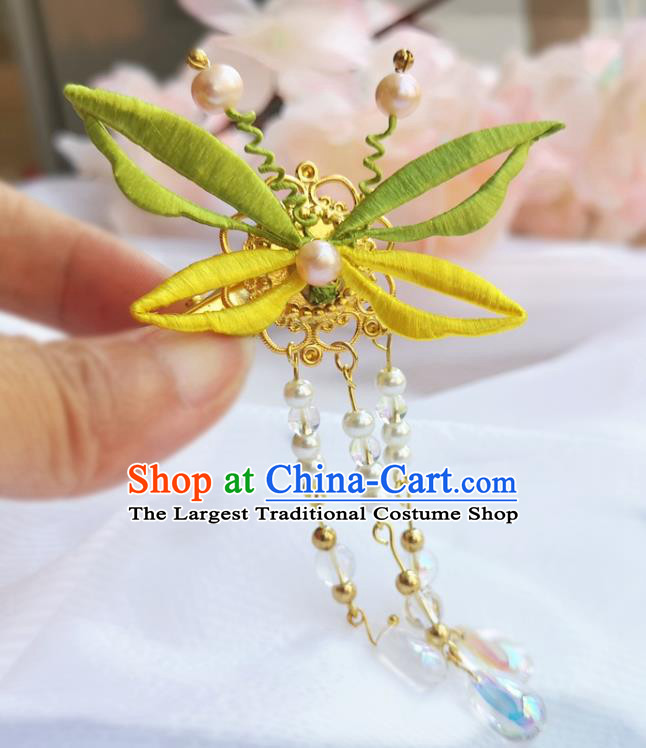 China Ming Dynasty Silk Butterfly Hair Stick Traditional Hanfu Hair Accessories Ancient Princess Tassel Hairpin