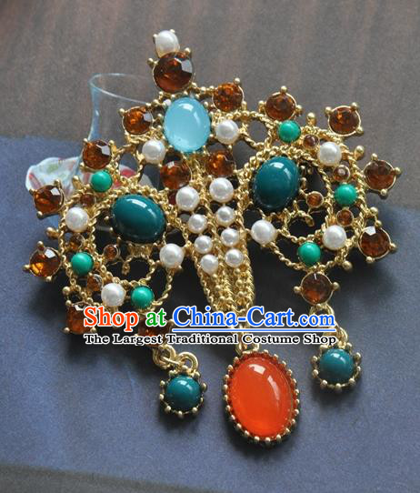 China Classical Cheongsam Gems Brooch Traditional Pearls Jewelry Accessories