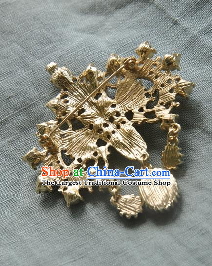 China Classical Cheongsam Gems Brooch Traditional Pearls Jewelry Accessories