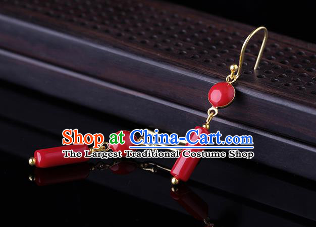 Chinese Classical Red Ear Accessories Traditional Cheongsam Earrings