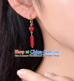 Chinese Classical Red Ear Accessories Traditional Cheongsam Earrings
