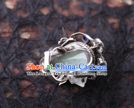 Handmade Chinese Silver Jewelry Traditional National Jade Ring Circlet