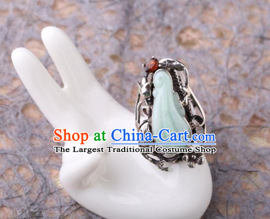 Handmade Chinese Silver Jewelry Traditional National Jade Ring Circlet