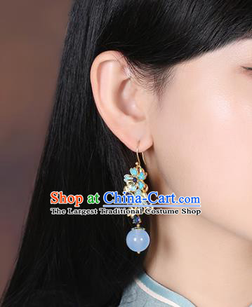 Chinese Classical Blueing Ear Accessories Traditional Cheongsam Sakura Earrings