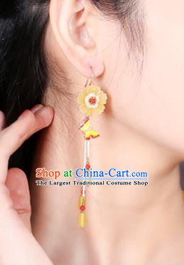 Chinese Classical Enamel Butterfly Ear Accessories Traditional Cheongsam Sakura Earrings