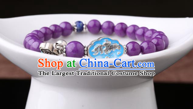 Handmade Chinese Amethyst Bangle Jewelry Traditional National Bracelet