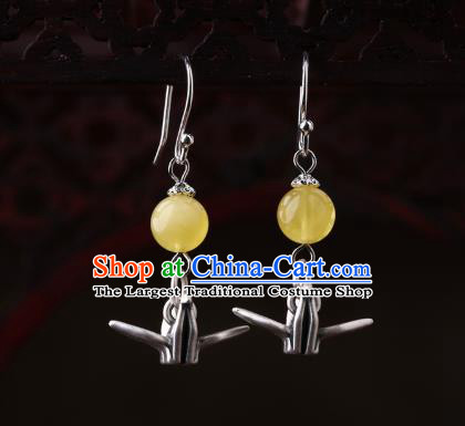 Chinese Classical Ear Accessories Traditional Cheongsam Silver Crane Earrings
