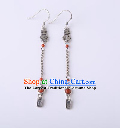Chinese Classical Wedding Ear Accessories Traditional Cheongsam Silver Earrings
