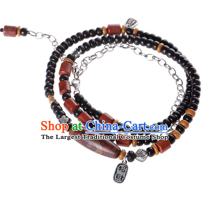 Handmade Chinese Beads Bangle Jewelry Traditional National Silver Bracelet Wristlet