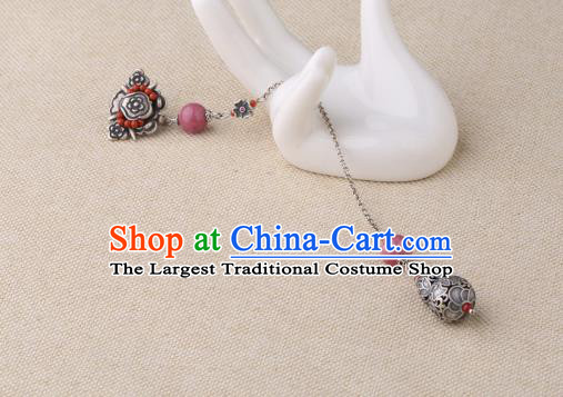 China Classical Silver Gourd Brooch Pendant Traditional Cheongsam Tassel Accessories
