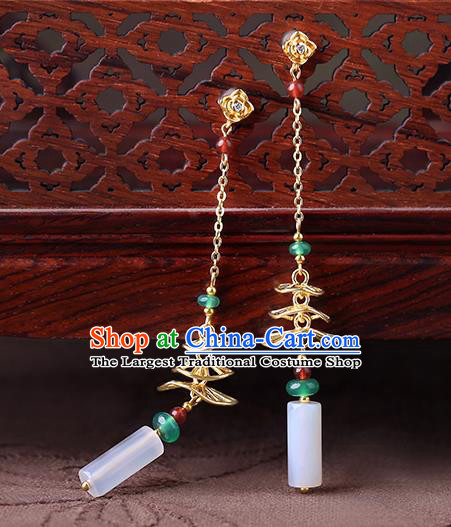 Chinese Classical Chrysoprase Ear Accessories Traditional Cheongsam Long Tassel EarringsChinese Classical Chrysoprase Ear Accessories Traditional Cheongsam Long Tassel Earrings