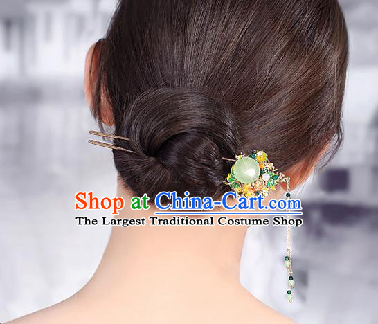 China Classical Enamel Hair Stick Traditional Cheongsam Hair Accessories Handmade Tassel Hairpin