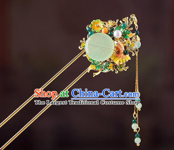 China Classical Enamel Hair Stick Traditional Cheongsam Hair Accessories Handmade Tassel Hairpin