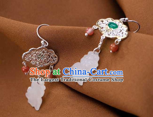 Handmade Chinese Traditional Cheongsam Earrings National Jade Fish Ear Accessories
