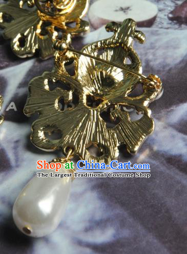 China Classical Cheongsam Blueing Brooch Accessories Traditional Pearls Jewelry