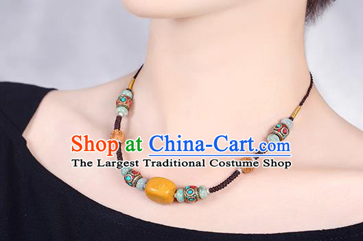 China Classical Buddhism Beads Necklace Traditional Cheongsam Necklet Accessories