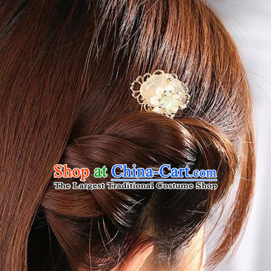 China Classical Golden Hair Comb Traditional Cheongsam Hair Accessories Handmade Jade Hairpin