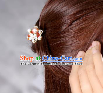 China Classical Crystal Hair Stick Traditional Cheongsam Hair Accessories Handmade Pearls Golden Hairpin