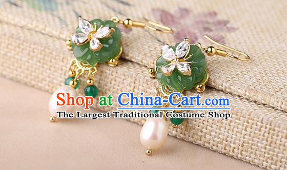 Chinese Classical Pearl Ear Accessories Traditional Cheongsam Coloured Glaze Plum Earrings