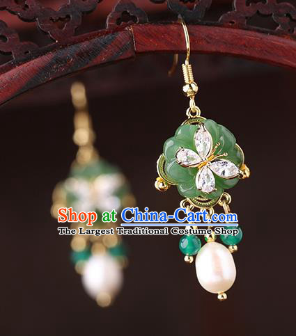 Chinese Classical Pearl Ear Accessories Traditional Cheongsam Coloured Glaze Plum Earrings