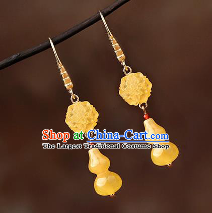 Chinese Classical Beeswax Gourd Ear Accessories Traditional Cheongsam National Earrings