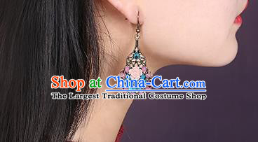 Chinese Traditional National Earrings Classical Cheongsam Rose Ear Accessories