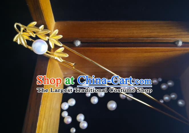 China Classical Golden Bamboo Hair Stick Traditional Hair Accessories Handmade Wedding Hairpin
