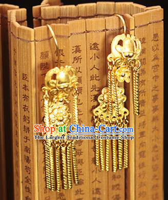 Chinese Traditional Ming Dynasty Court Lady Golden Earrings Ancient Empress Ear Accessories