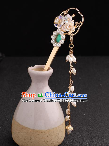 China Traditional Hanfu Pearls Tassel Hairpin Ancient Princess Hair Accessories