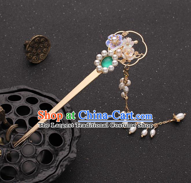 China Traditional Hanfu Pearls Tassel Hairpin Ancient Princess Hair Accessories