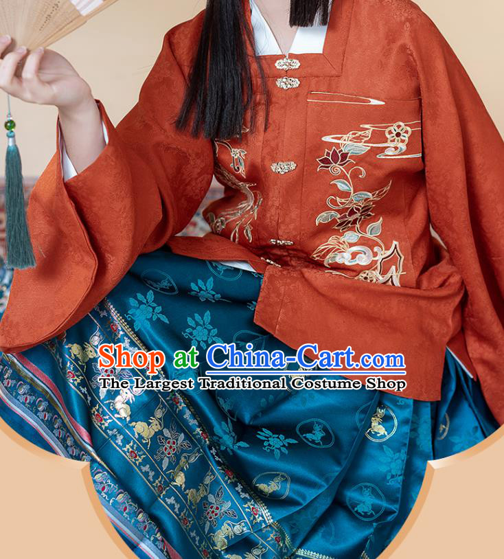 China Ancient Patrician Woman Historical Clothing Traditional Ming Dynasty Nobility Lady Embroidered Costumes Full Set