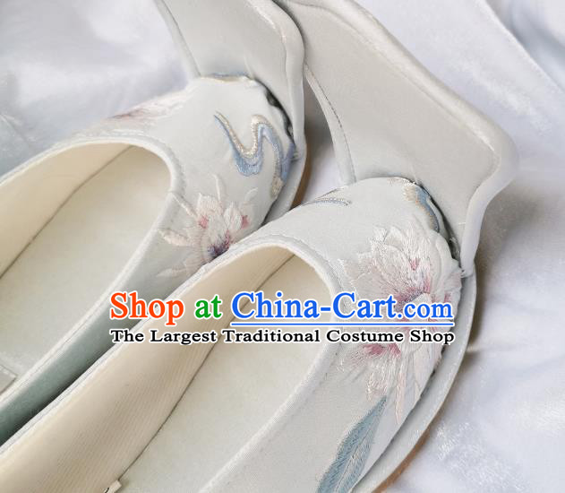 Handmade Chinese Traditional Hanfu Shoes Embroidered Epiphyllum Shoes Princess Shoes