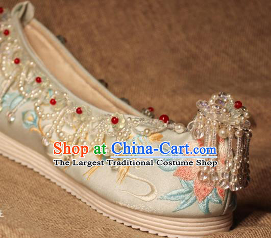 Chinese Embroidered Shoes Handmade Satin Shoes Traditional Ming Dynasty Princess Shoes