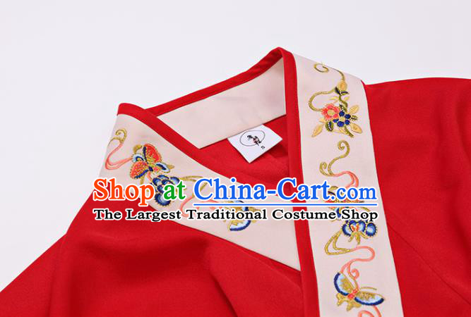 China Ancient Court Woman Red Hanfu Dress Clothing Traditional Jin Dynasty Wedding Historical Costume Complete Set