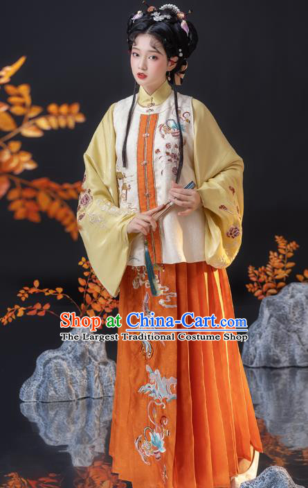 Ancient China Ming Dynasty Historical Costumes Traditional Embroidered Hanfu Dress Noble Female Clothing