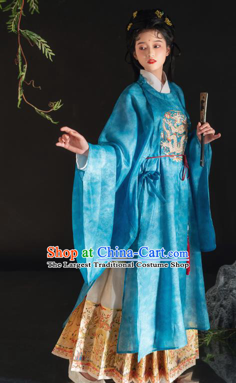 China Ancient Ming Dynasty Court Maid Historical Costumes Traditional Embroidered Hanfu Dress Clothing