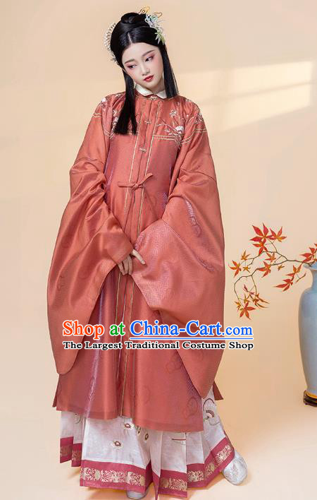 China Traditional Ming Dynasty Royal Princess Embroidered Costumes Ancient Nobility Lady Historical Clothing Full Set