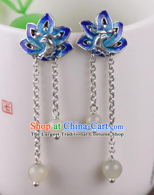 China National Blueing Peacock Earrings Traditional Cheongsam Ear Accessories