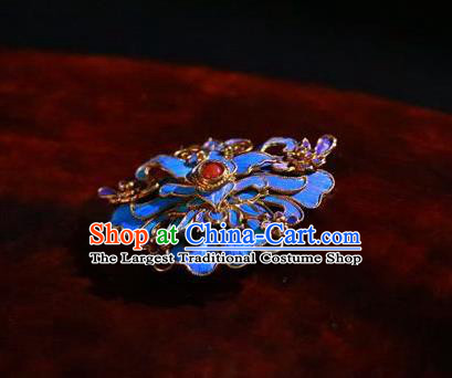 China Ancient Empress Jewelry Accessories Traditional Qing Dynasty Court Blueing Brooch