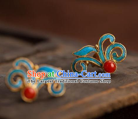 China National Orchids Earrings Traditional Qing Dynasty Empress Ear Accessories