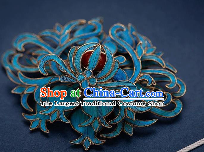 China Ancient Empress Ruby Jewelry Accessories Traditional Qing Dynasty Court Cloisonne Brooch