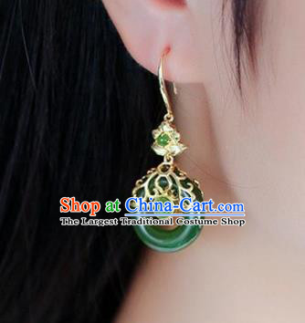 China Traditional Qing Dynasty Palace Lady Ear Accessories National Jade Earrings